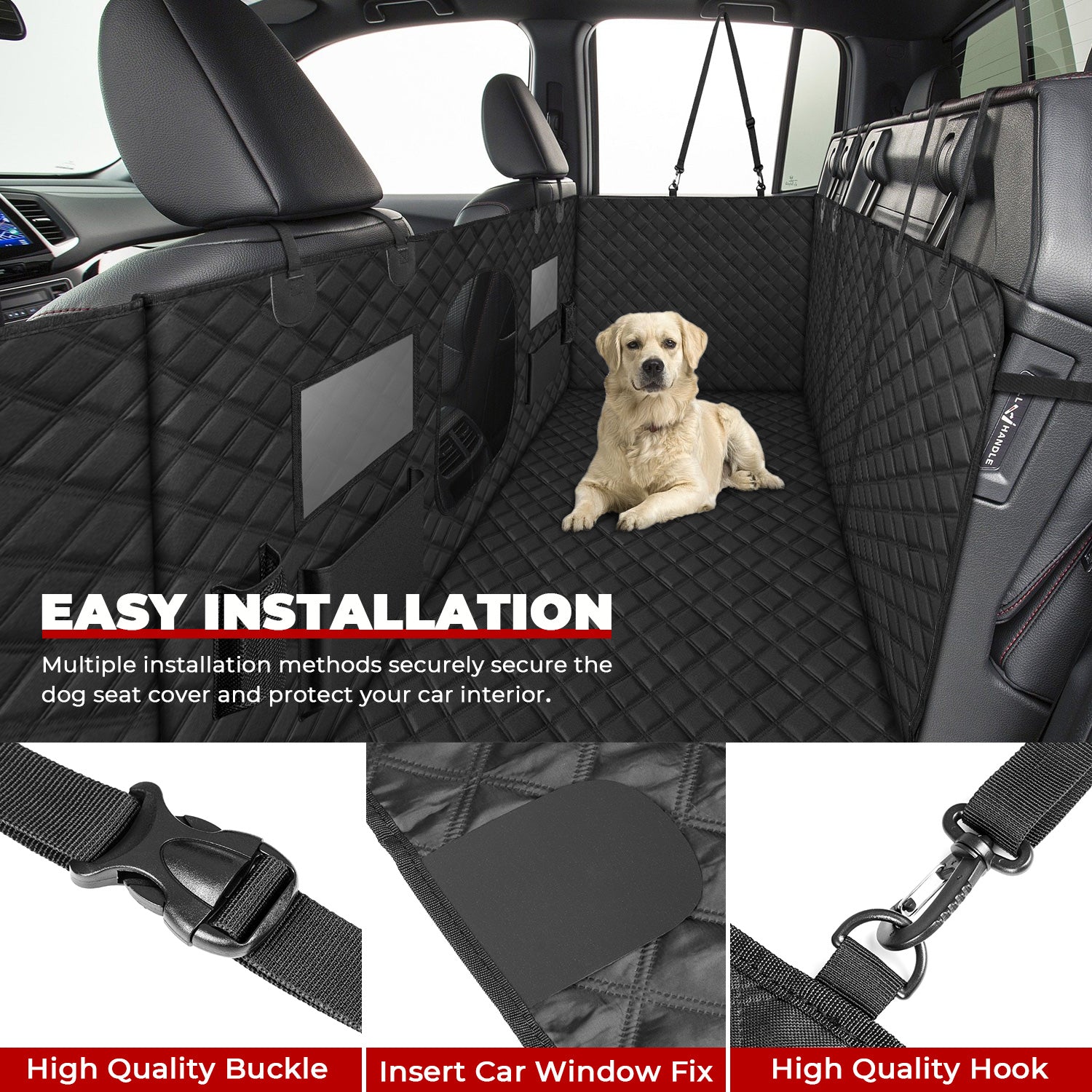 Dog Seat Cover for Back Seat of Full Size Crew Cab Trucks with Fold Up Seats - OHMU