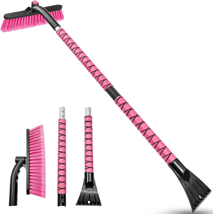 42.5" Snow Brush with 12.6" Wide Head - Portable Ice Scraper, Pink