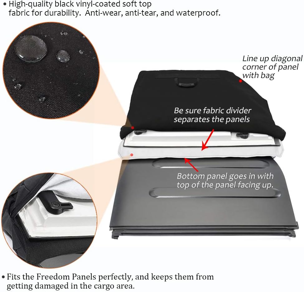 Hard Top Freedom Top Panels Storage Bag for All 2007-2025 Jeep Wrangler JK JKU JL JLU Sports Sahara Freedom Rubicon Unlimited Gladiator JT 2 and 4 Doors