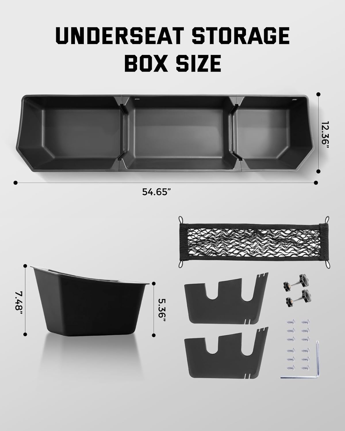 Rear Underseat Storage Box for 2015-2026 Ford F-150 SuperCrew & F-Series - w/Detachable Bin & Mesh Net