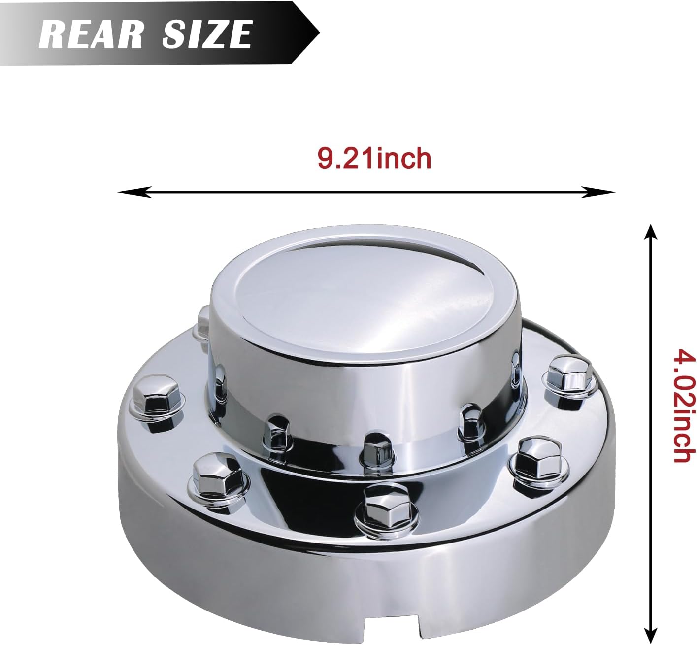 Chrome Dually Wheel Center Cap for 2011-2018 Dodge Ram 3500 DRW - 8-Lug 10-Hole Alloy