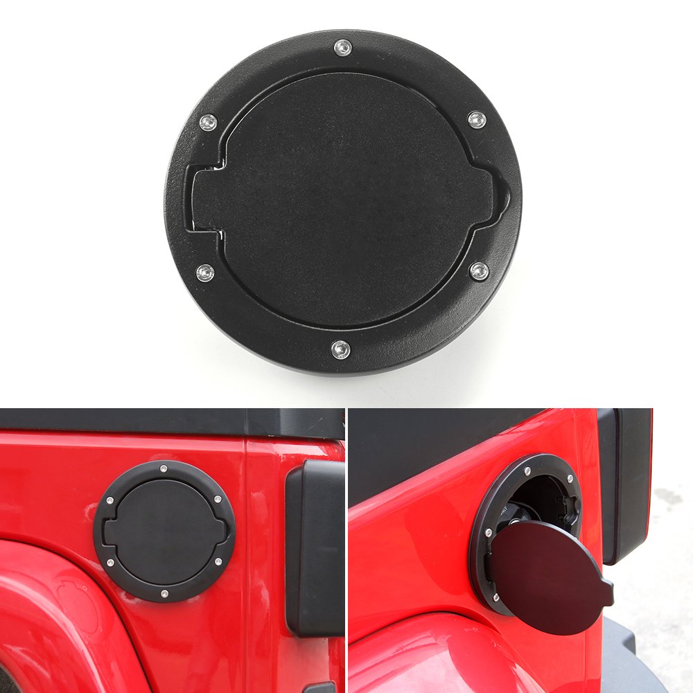 Black Aluminum Fuel Filler Door Cover for 2007-2018 Jeep Wrangler JK