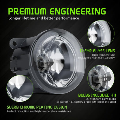 Front Bumper H11 Halogen Fog Lights for Ford Transit Connect/Fusion/Explorer