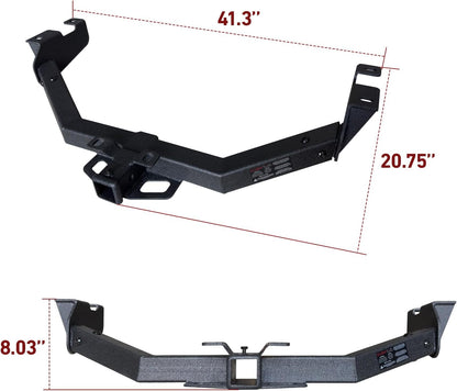 Trailer Hitch Black Steel Compatible with 99 00 01 02 03 04 05 06 07 08 09 10 11 12 13 Chevrolet Silverado 1500 2500 3500 and GMC Sierra 1500 2500 3500 w/2” Hitch Receiver