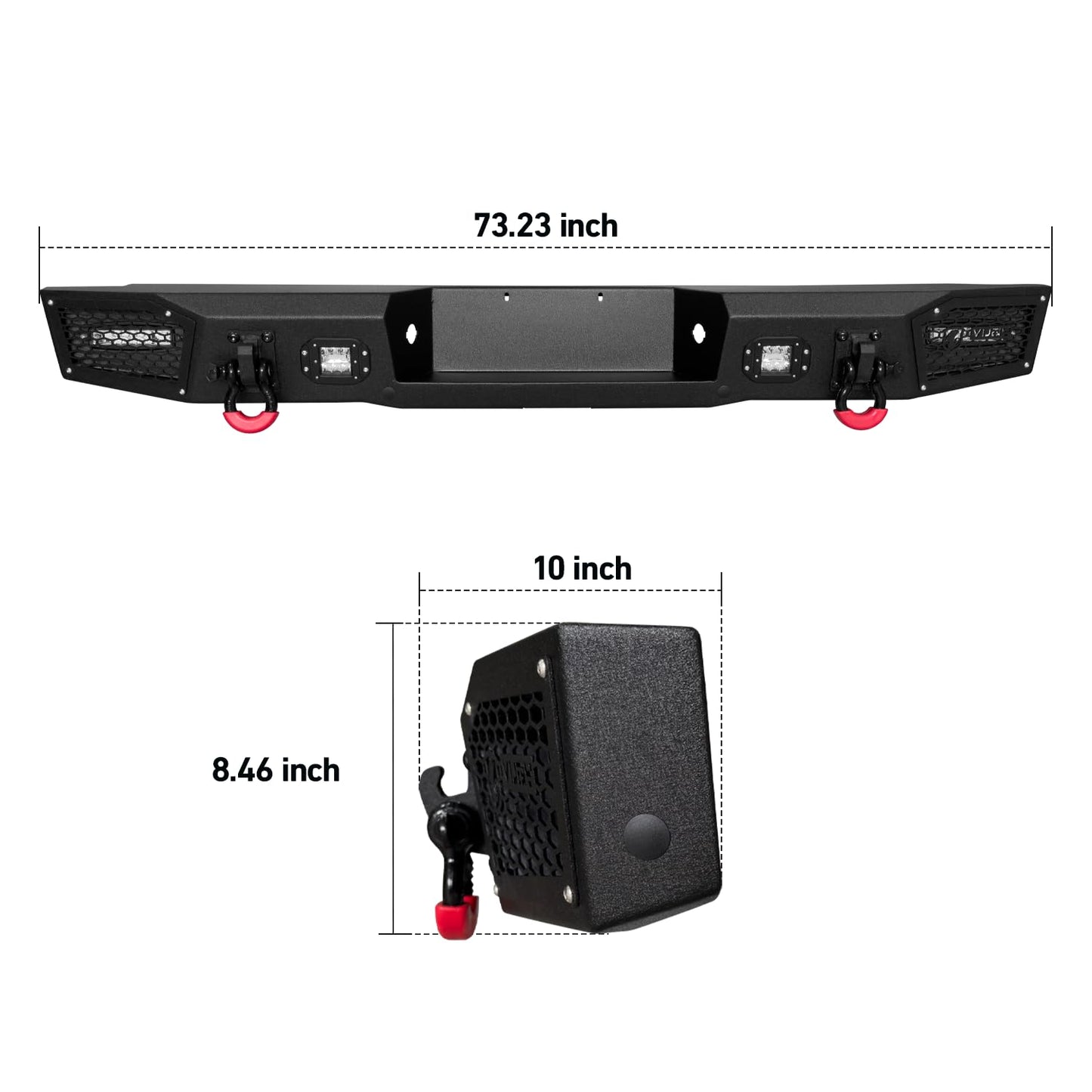Bronco Front Rear Bumper with Winch Plate & LED Lights