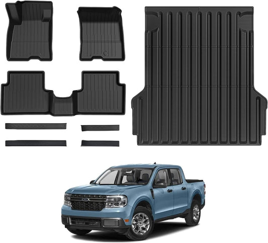 Truck Bed Mat Floor Mats and Door Sill Protectors for Ford Maverick 2022 2023 - OHMU