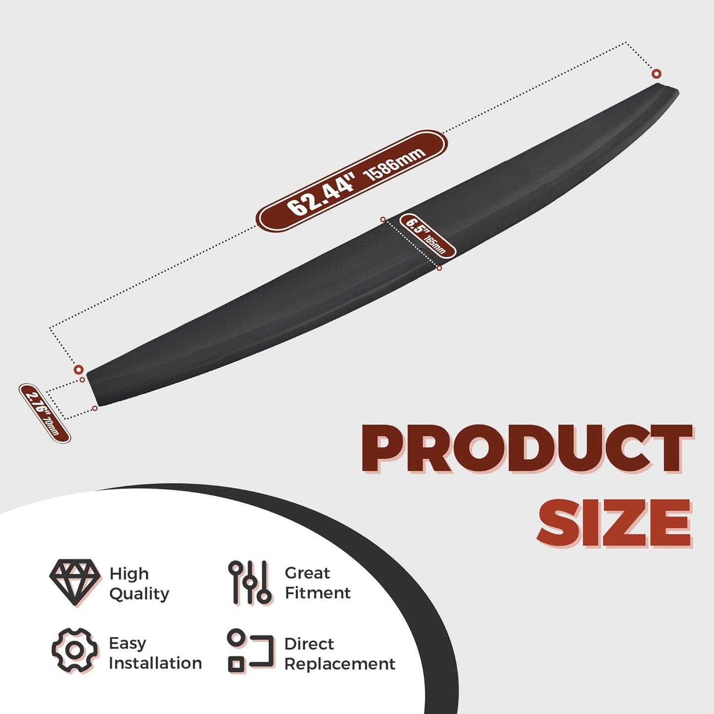 Tailgate Molding Cap Spoiler (3-PCS) for 2009-2019 Dodge Ram 1500/2500/3500 Classic - Replaces CH1909100/55372052AH