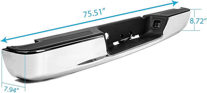 KUAFU Rear Step Bumper Assembly Compatible With 2002-2008 Dodge Ram 1500 2003-2009 Ram 2500 3500 Replace for CH1103111 CH1103108 W/Top Pads & & license Plate lamp Chrome