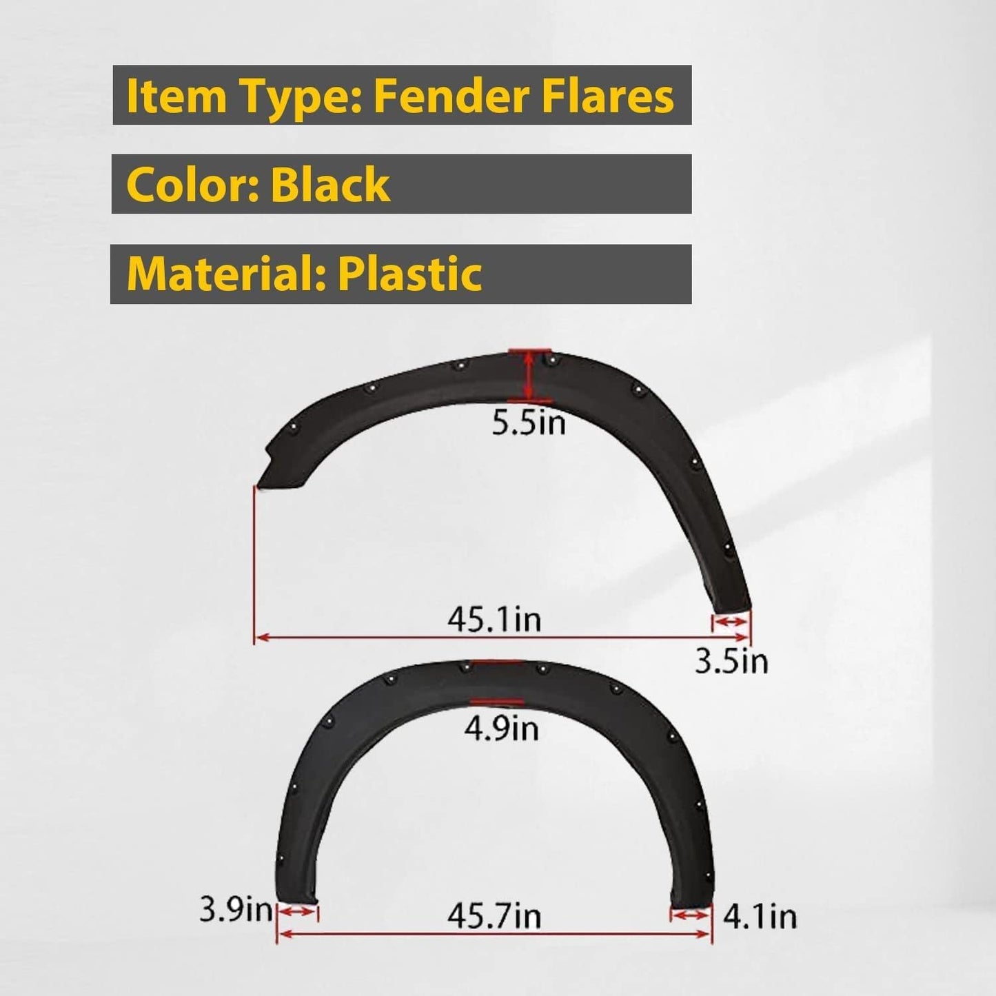 4-PCS Textured Fender Flares for 2009-2023 Ram 1500 Classic (Excl. R/T/Rebel/Warlock) - Pocket Rivet Style