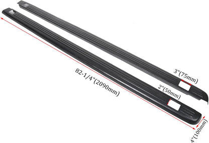 Black Ribbed Bed Rail Caps (2-PCS) for 1999-2006 Chevy/GMC 1500/2500/3500 Classic w/Stake Holes - 6.5' Bed