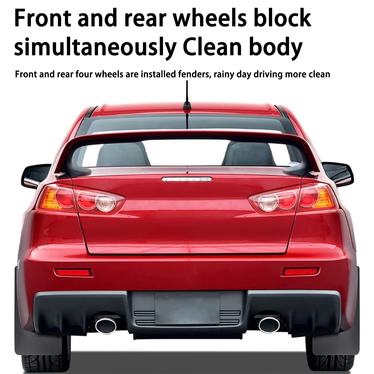 Universal Flexible Mud Flaps (4-PCS) for Pickup/SUV/Van - Front & Rear (Black)