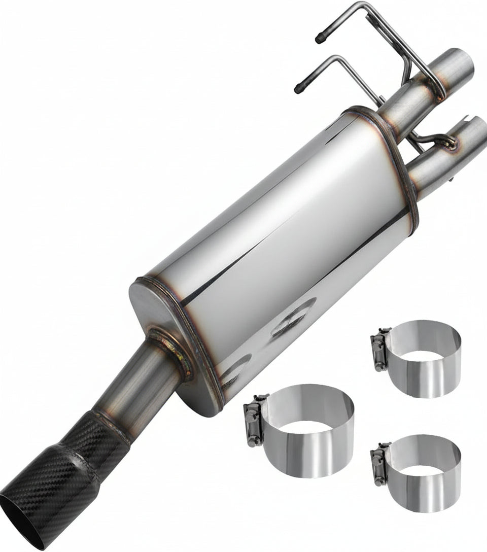 Direct-Fit Muffler 409S,2-Chamber Exhaust Muffler Kit Fits Exhaust 2009-2018 Dodge Ram 1500 Aggressive Series,Stainless Steel 3''Inlet/2.25'' Dual Outlet,18'' Body