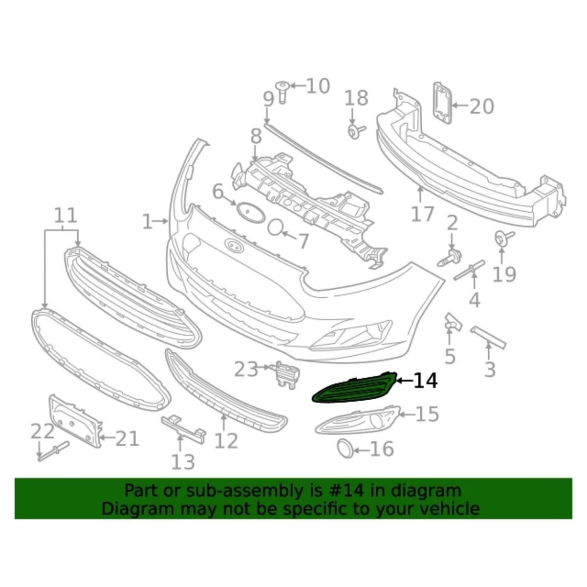 Right Passenger Side Front Bumper Fog Light Cover for Ford Fiesta