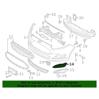 Right Passenger Side Front Bumper Fog Light Cover for Ford Fiesta