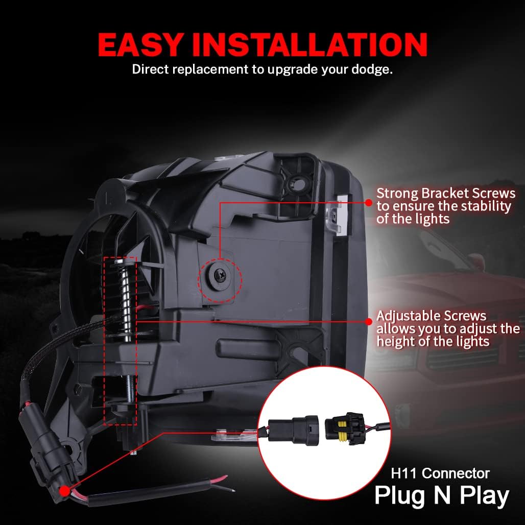 Z-OFFROAD New Version LED Fog Lights Compatible with Dodge Ram 1500 2013 2014 2015 2016 2017 2018 Bumper Driving Fog Lamps Replacement – 1 Pair Black