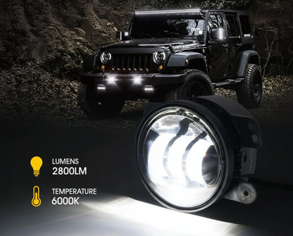 DOT Approved 4" 60W LED Fog Lights for 2007-2018 Jeep Wrangler JK