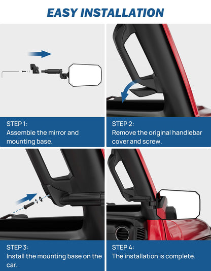 Side Mirrors for 2024-2026 Jeep Wrangler JL & Gladiator JT - Doors-Off, No-Vibrate (Excludes 1986-2023)