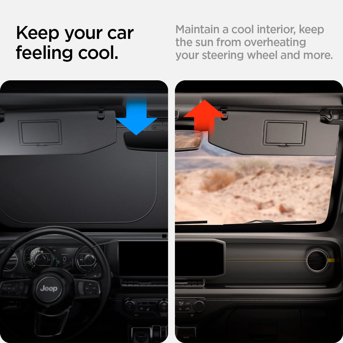 Triple-Coated CryoShade Windshield Sunshade for 2018-2025 Jeep Wrangler & Gladiator