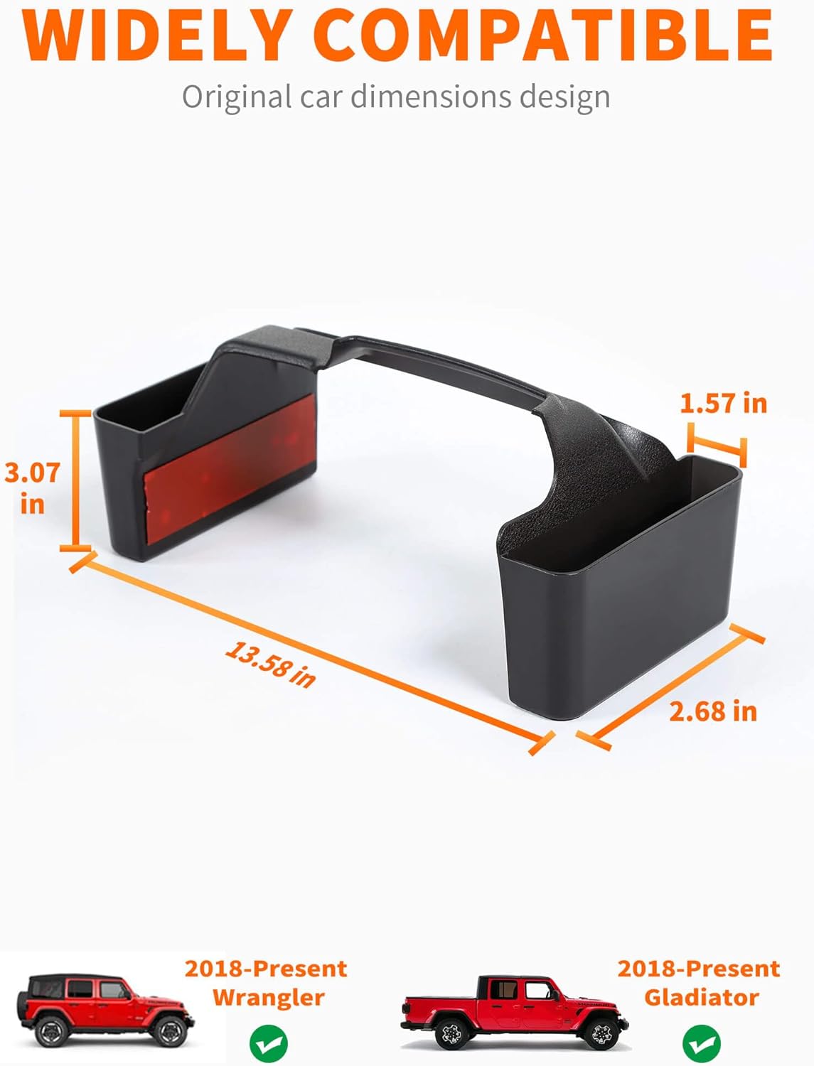 Savadicar GT-2 Shifter Storage Box, Gear Shift Side Tray, Center Console Organizer Compatible with 2018-2025 Jeep Wrangler JL JLU 4XE & Gladiator JT, Interior Storage Accessories, Black, 1 PC