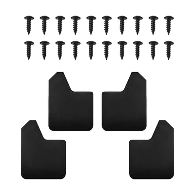Universal Flexible Mud Flaps 4-Pack - with Fastener Clips for Pickup/SUV/Truck (Black)