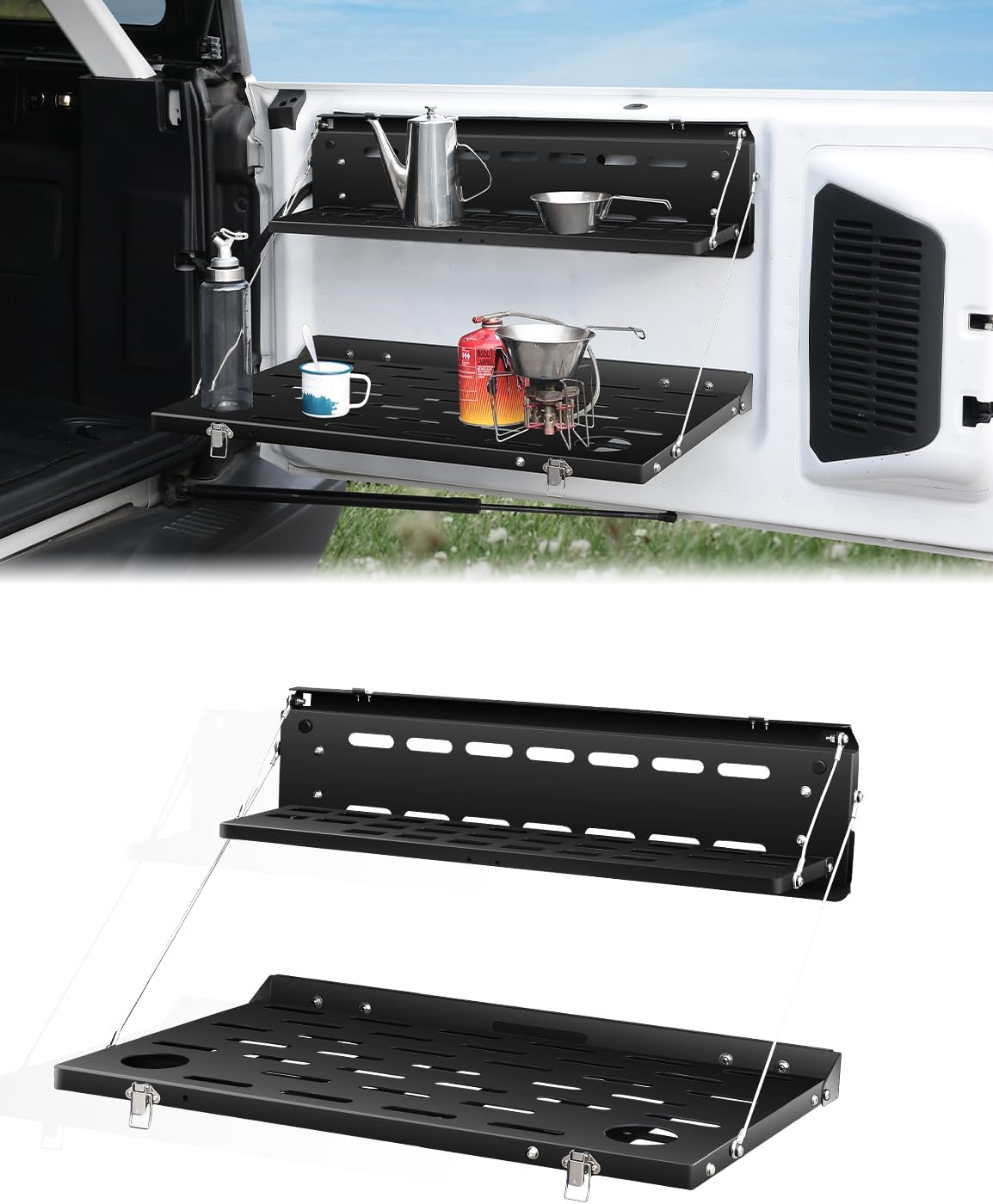 Double Layer Foldable Tailgate Table with MOLLE for 2021-2025 Ford Bronco 2/4-Door