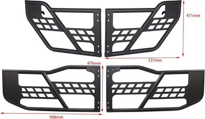 Front & Rear Tubular Half Doors for 2007-2018 Jeep Wrangler JK 4-Door