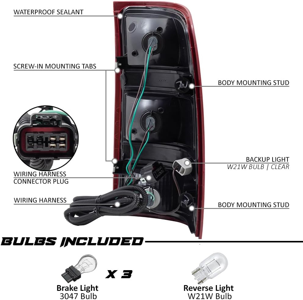 Tail Lights Assembly for GMC Sierra 07-11 1500 07-14 2500 HD 07-14 3500 HD 07-14 - OHMU