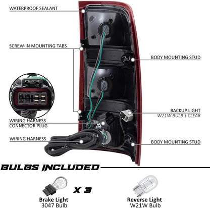 Tail Lights Assembly for GMC Sierra 07-11 1500 07-14 2500 HD 07-14 3500 HD 07-14 - OHMU