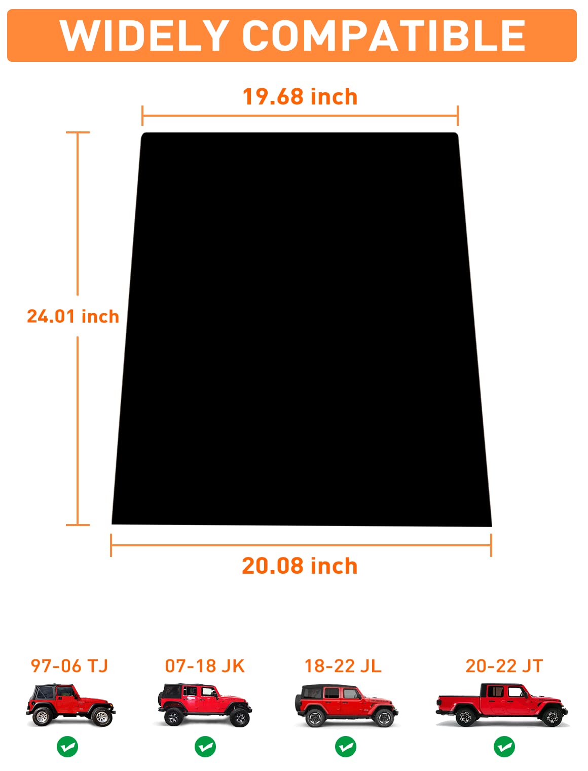 Breathable Rear Window Sun Shade for Jeep Wrangler & Gladiator - UV Protection for Pets/Camping