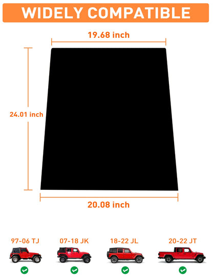 Breathable Rear Window Sun Shade for Jeep Wrangler & Gladiator - UV Protection for Pets/Camping