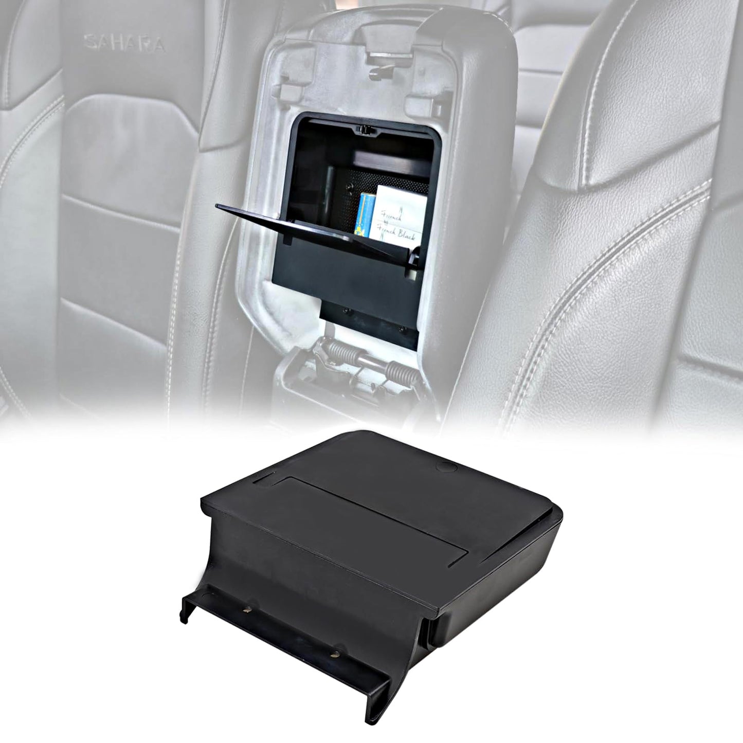 Center Console Hidden Storage Box for 2018-2026 Jeep Wrangler JL & Gladiator JT - One-Touch Access, Black