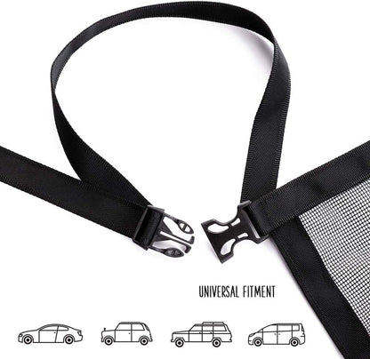 Universal Dog Mesh Car Barrier - Easy Install w/Bungee Cords, A/C Pass-Through & Easy Clean