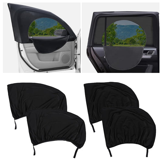 4-PCS Breathable Car Window Shades with Zipper - Privacy Protection for Most Cars