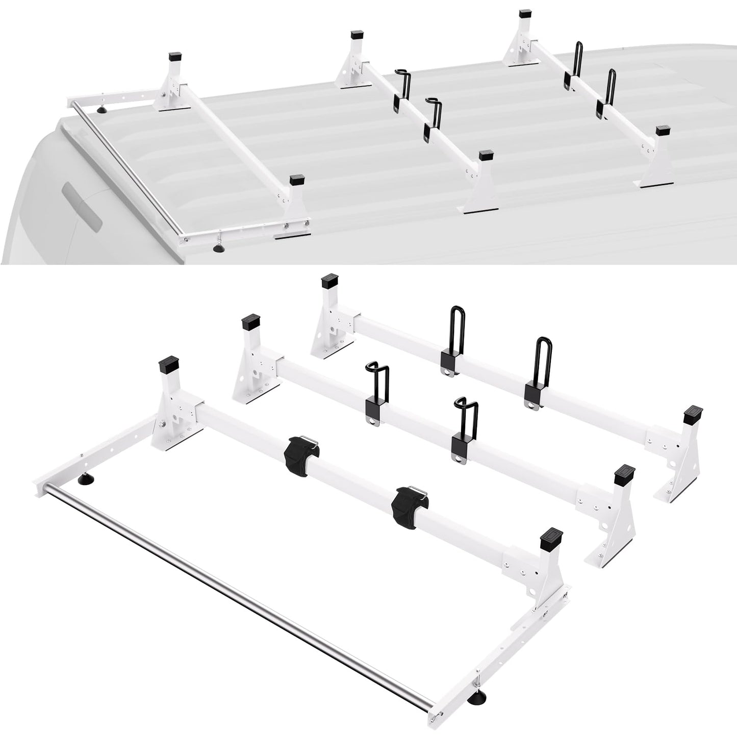 54" Heavy-Duty Van Roof Ladder Rack (3 Bars) - 800 lb Capacity for Ford Transit (2015-2022)
