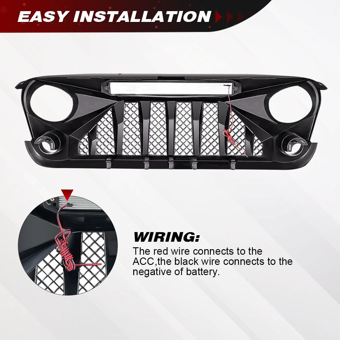 Jeep Wrangler JK Front Grille with Off-Road Lights