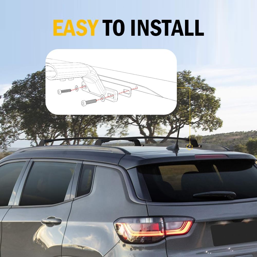 220lbs Cross Bar Roof Rack Fit for Jeep Compass 2018-2025(with Side Roof Rails) - OHMU