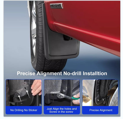 No-Drill Mud Flaps (4-PCS) for 2021-2026 Ford F-150 - Heavy Duty PP+TPE Splash Guards