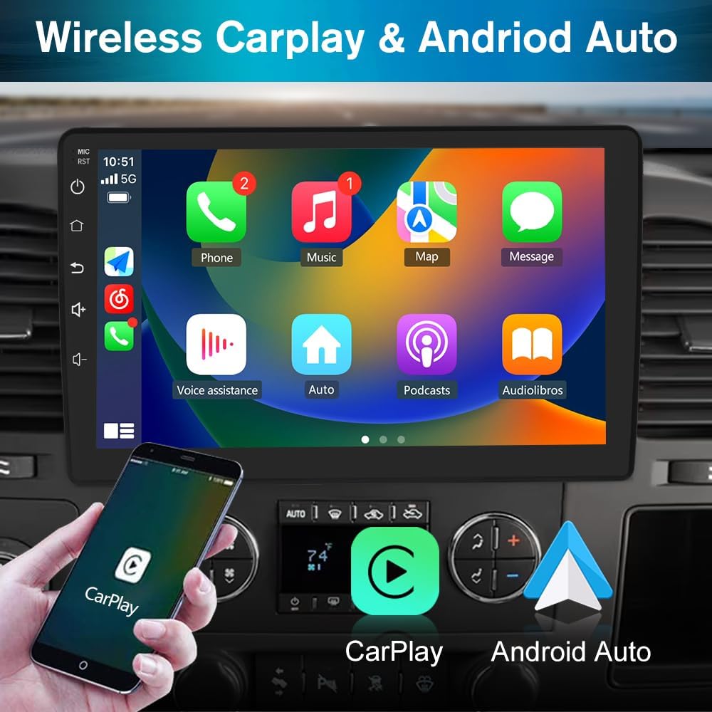 2+64GB Car Radio Stereo for Chevy Chevrolet Silverado Tahoe Equinox GMC Sierra Yukon with Apple CarPlay Android Auto