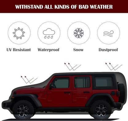 Waterproof Car Cover for 2006-2025 Jeep Wrangler 4-Door - with Driver Door Zipper