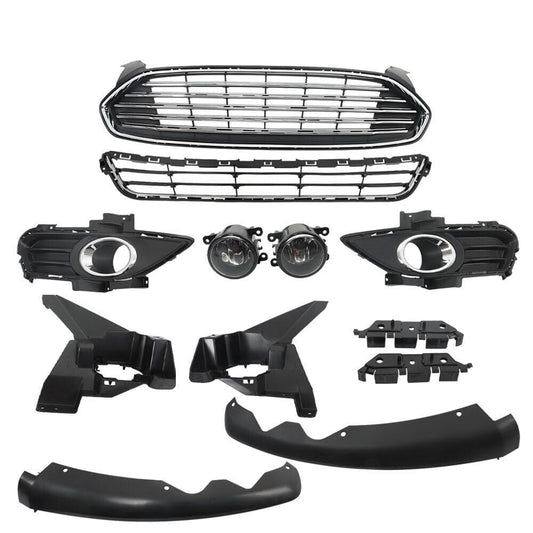 Fusion Front Bumper Grill with Fog Light Covers 12-Piece Set
