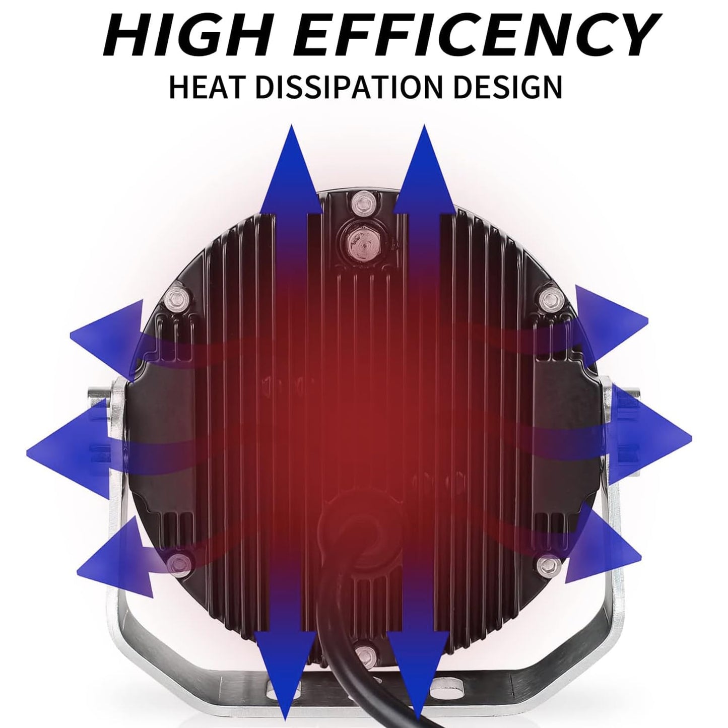 5" 50W Round LED Driving Light - 5000LM Spot/Flood Combo, IP67 Waterproof (1-Pack)
