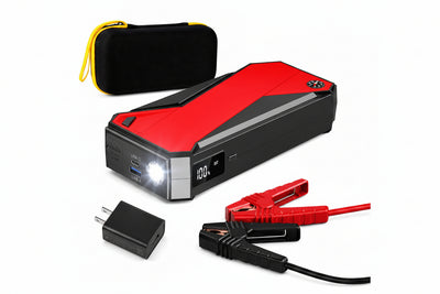 Peak 3000A Jump Starter - 18000mAh for 8.0L Gas/6.0L Diesel, LCD/Compass/LED (Black/Red)