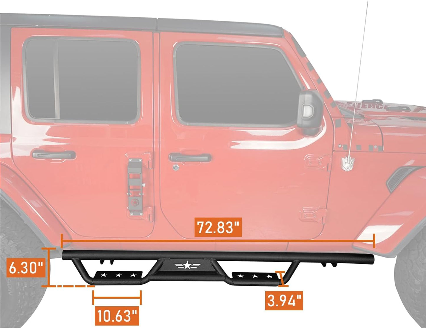 6.2" Drop-Down Running Boards for 2018-2025 Jeep Wrangler JL 4-Door