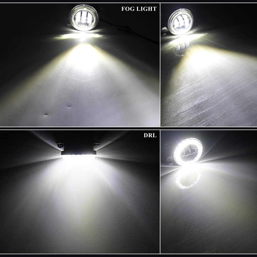 4" 42W LED Fog Lights with White Halo for Jeep Wrangler JK & Others