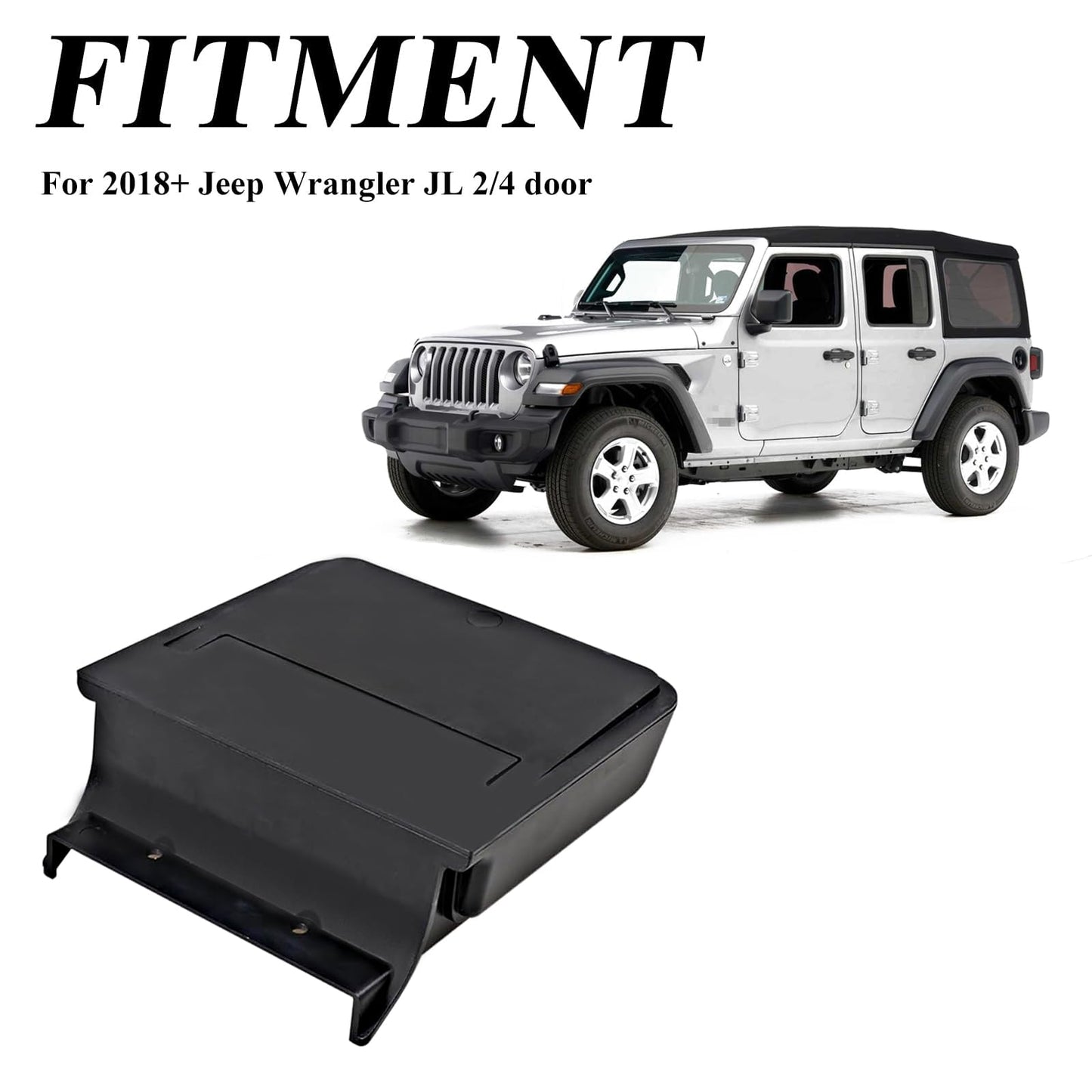 Center Console Hidden Storage Box for 2018-2026 Jeep Wrangler JL & Gladiator JT - One-Touch Access, Black