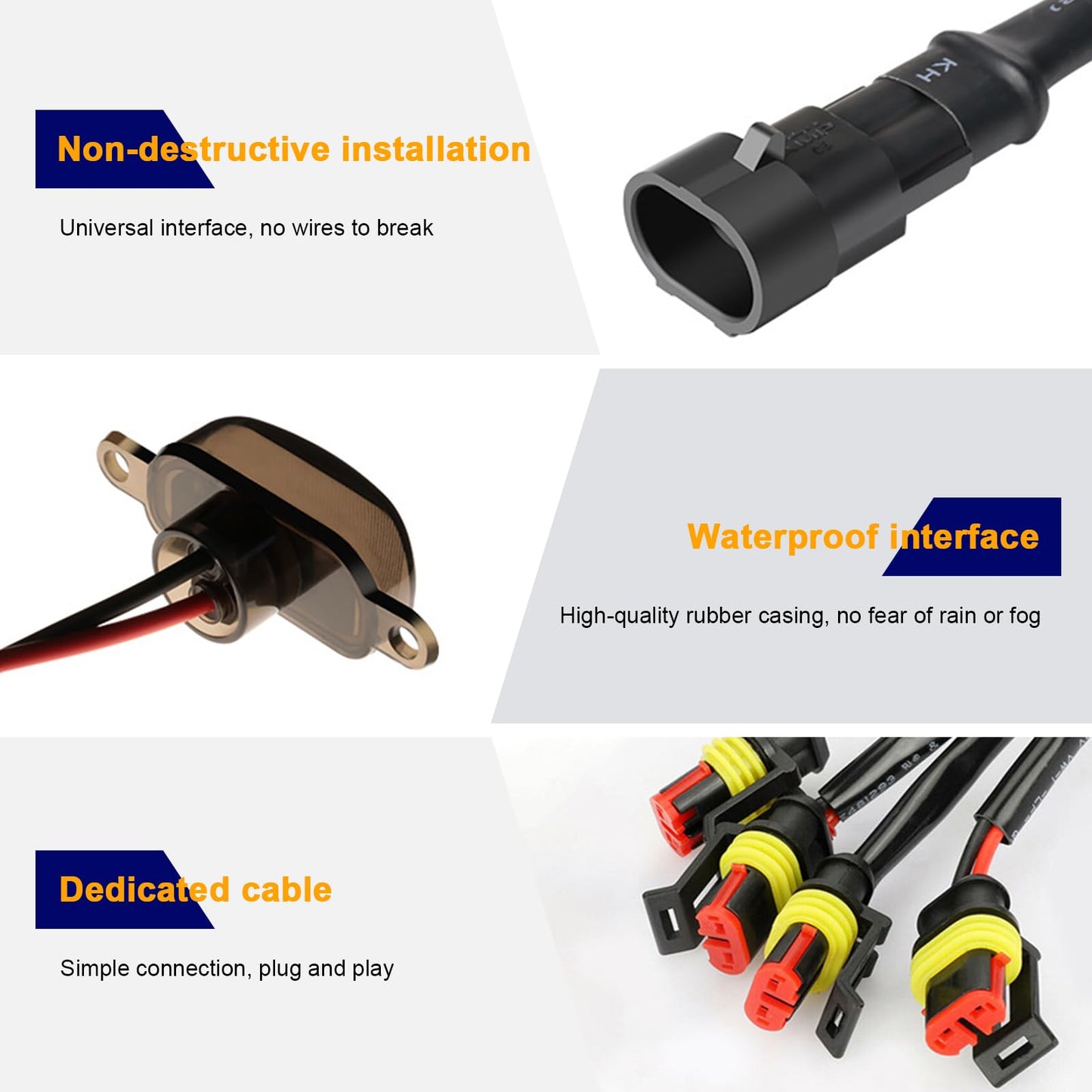 4-PCS Amber LED Grill Lights with Harness for Ford F-Series (Black/Yellow)