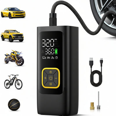 4X Faster 150PSI Cordless Tire Inflator - Rechargeable, LED Light, Auto Pump for Car/Bike/Ball