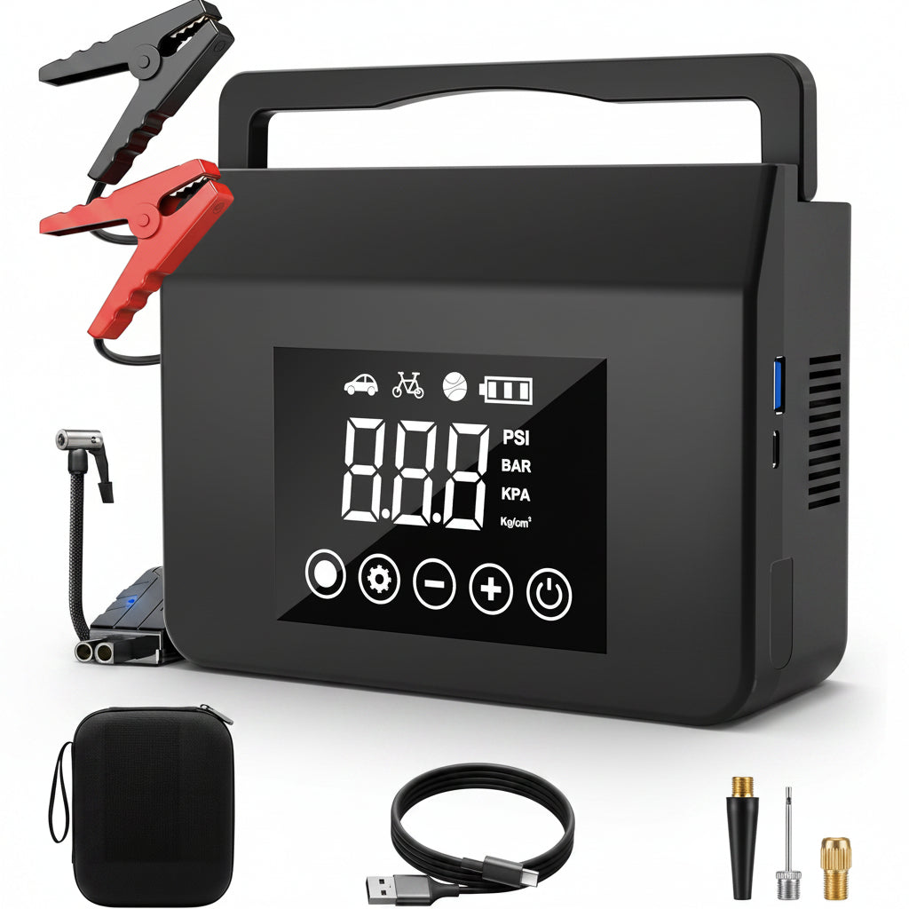 4000A Jump Starter & 150PSI Air Compressor - 15000mAh Power Bank for All Gas/8.0L Diesel, Type-C