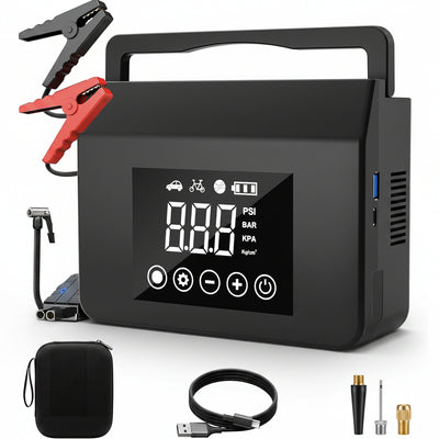 4000A Jump Starter & 150PSI Air Compressor - 15000mAh Power Bank for All Gas/8.0L Diesel, Type-C