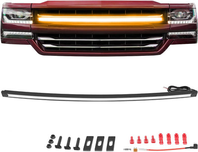 37 Inch Curved Amber LED Grille Light Bar Kit for 2014-2018 Chevy GM Silverado